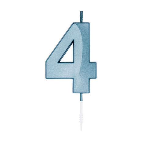 Bougie à gâteau Globos 6cm bleu clair métallisé no. 4