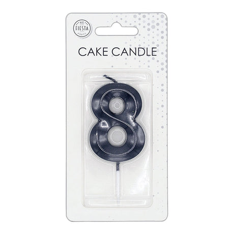 Globos taartkaars 6cm metallic zwart no. 8
