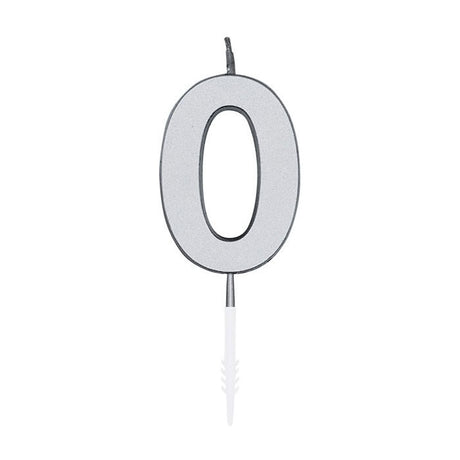 Globos taartkaars 4,5cm metallic zilver no. 0