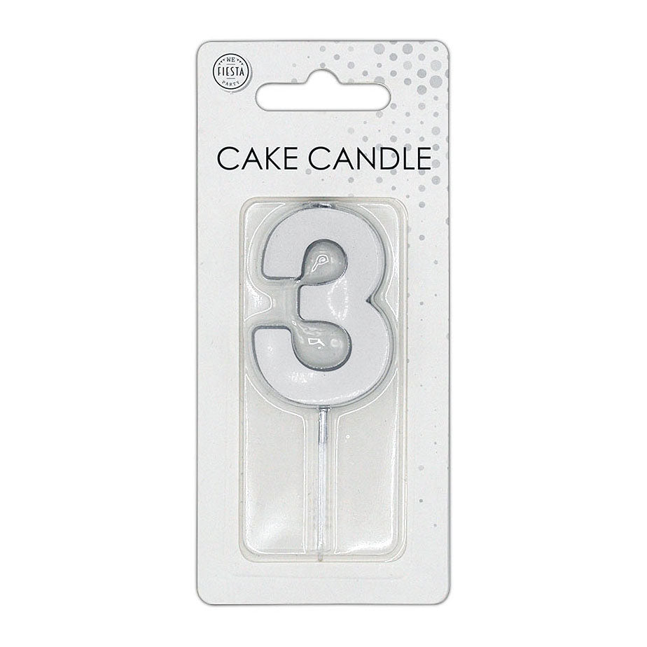 Bougie à gâteau Globos 4,5 cm argent métallisé no. 3