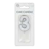 Bougie à gâteau Globos 4,5 cm argent métallisé no. 3