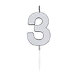 Bougie à gâteau Globos 4,5 cm argent métallisé no. 3