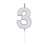 Bougie à gâteau Globos 4,5 cm argent métallisé no. 3