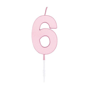 Bougie à gâteau Globos 4,5 cm rose pastel no. 6