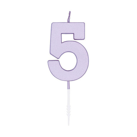 Globos taartkaars 4,5cm pastel lila no. 5