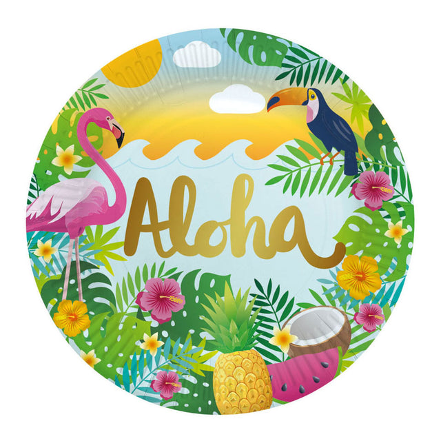 Assiettes en carton Globos 23cm aloha - 8 pcs.