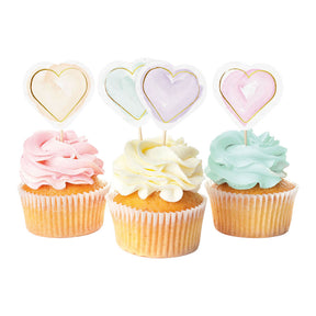 Globos Cake Picks Aquarelles Coeurs - 12 pcs.