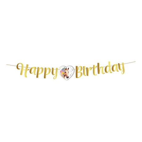 Ligne drapeau Globos joyeux anniversaire chevaux - 2m