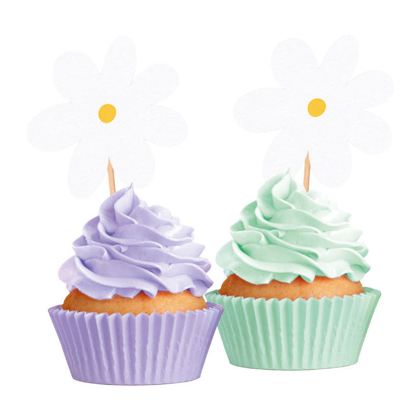 Globos pics à gâteau marguerites - 12 pcs.