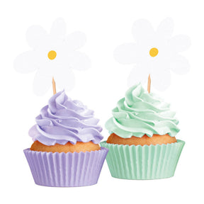 Globos pics à gâteau marguerites - 12 pcs.