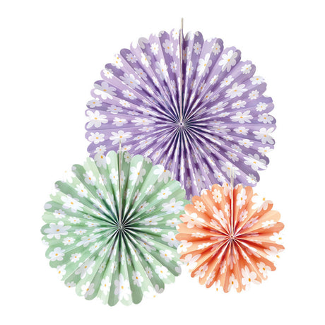 Éventails en papier Globos marguerites - 3 pcs.