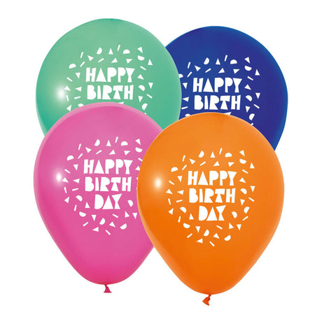 Ballons Globos 12 pouces joyeux anniversaire - 8 pcs.