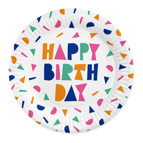 Assiettes en papier Globos 23cm joyeux anniversaire - 8pcs.