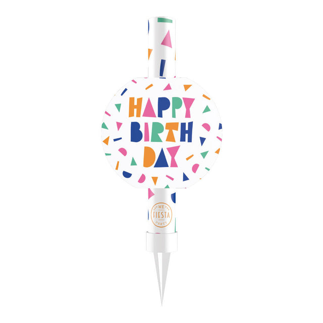 Globos ijsfontein 12cm happy birthday - wit