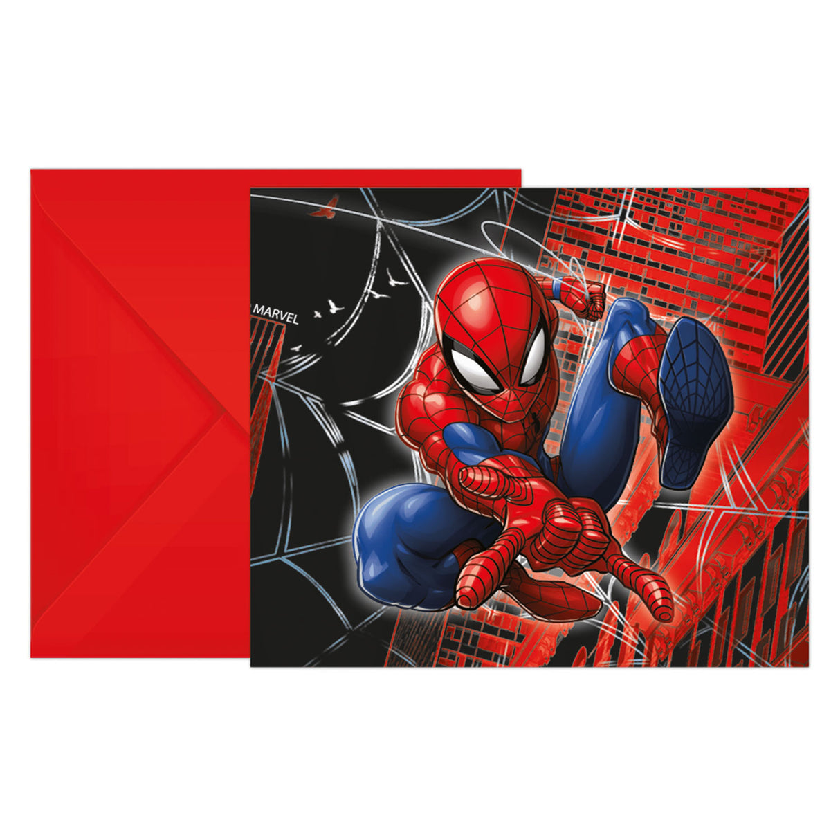 Globos uitnodigingen met enveloppen spiderman wolrd of web - 6st.