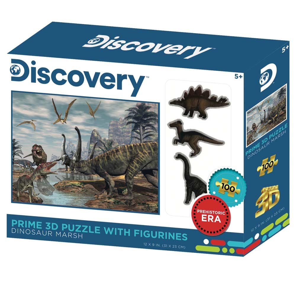 Puzzle découverte dinosaure avec 3 figurines de dinosaures distinctes
