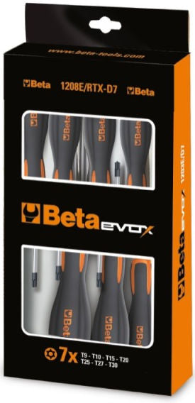 Beta 7-Stéck Set vu Schrackbiller Tools fir Schrauwen mat Tamper resistent Torx® Profil<br>