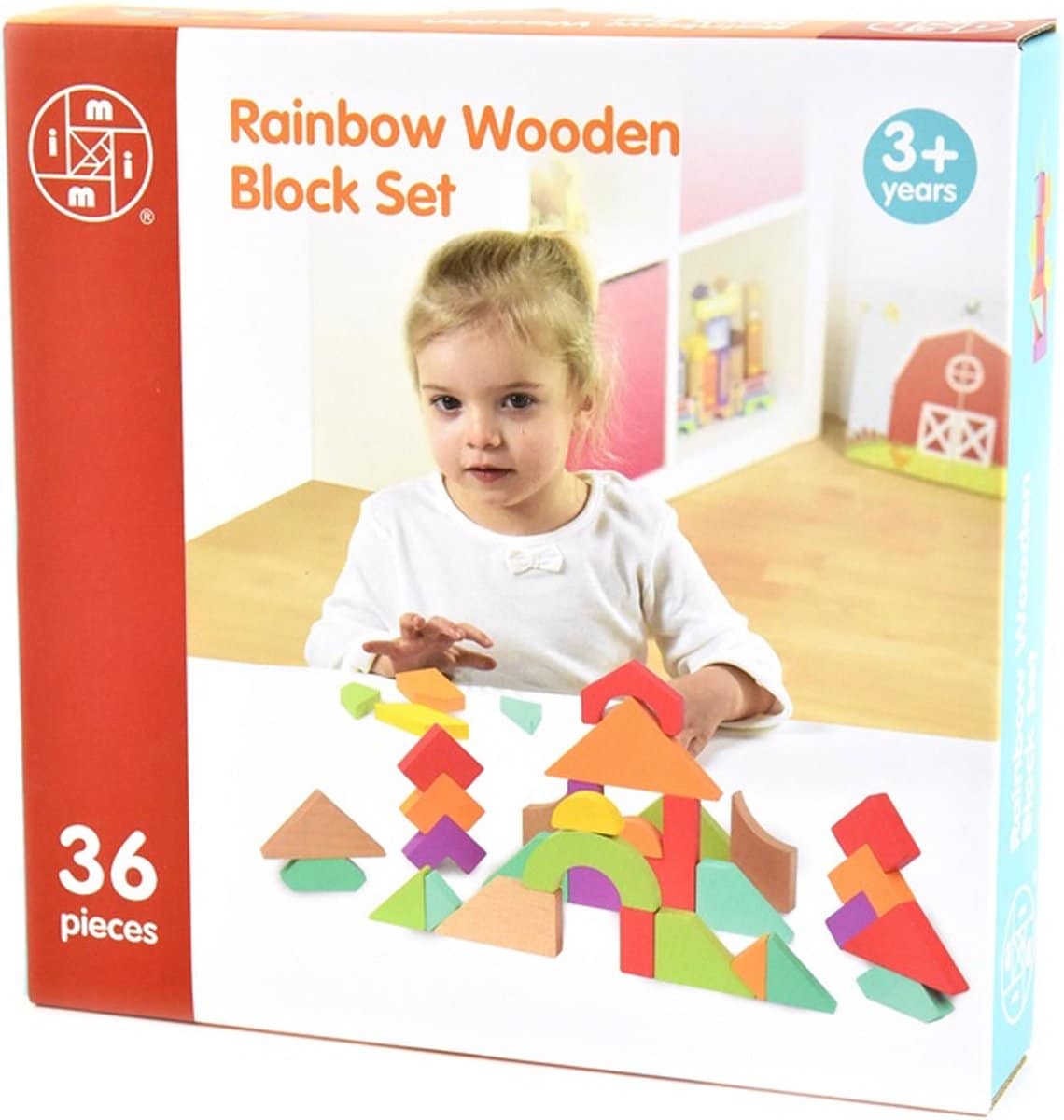 Jeu de blocs en bois arc-en-ciel Intro avec 36 pièces