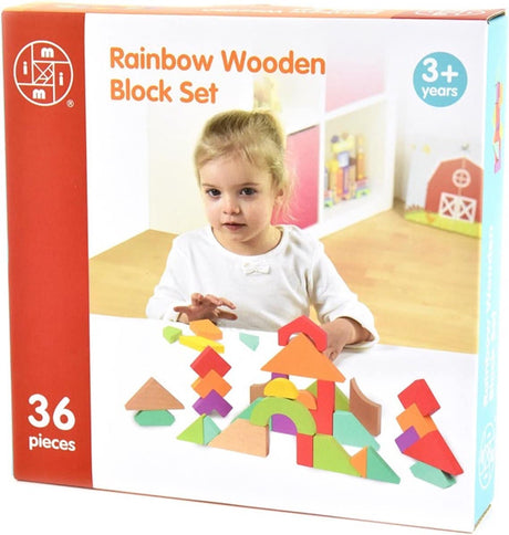 Jeu de blocs en bois arc-en-ciel Intro avec 36 pièces