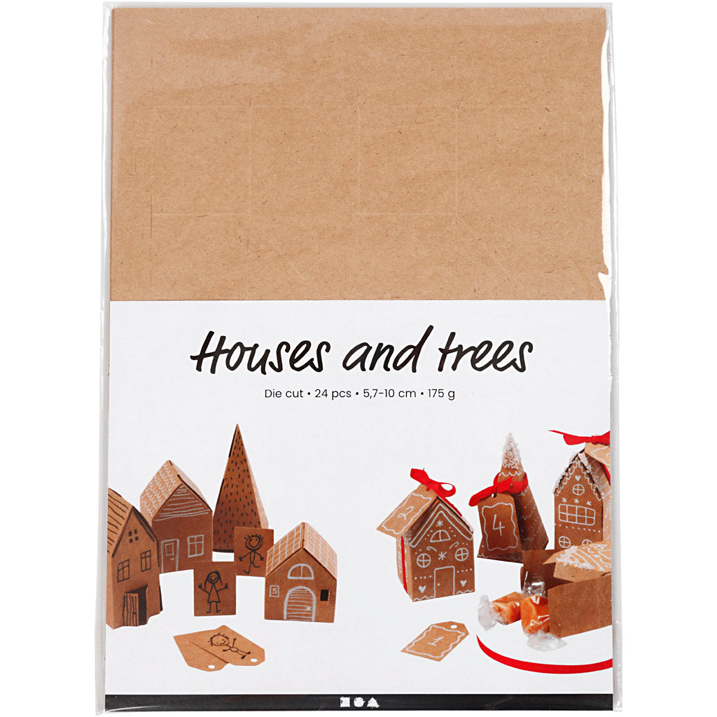 Ensemble en carton maisons et arbres de l'entreprise créative