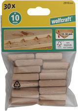 Chevilles en bois rainurées Wolfcraft | bûche | ø10x40mm | 30 pièces - 2910000