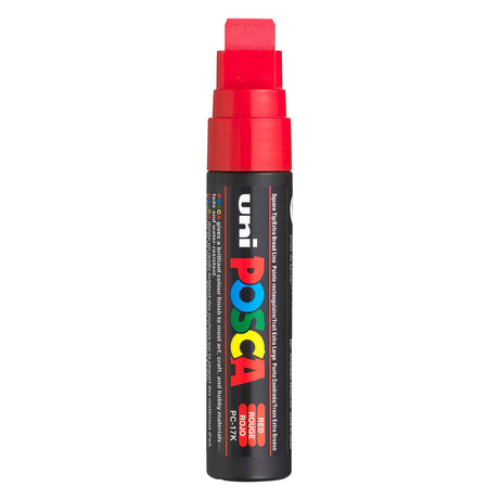 Marqueur peinture Posca uni rouge 17 carats - pointe bloc 15mm