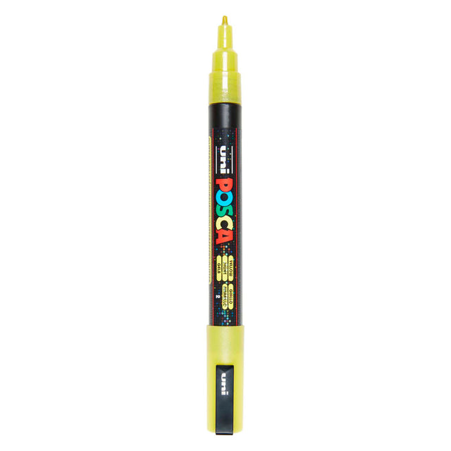 Uni posca pc3m marqueur peinture jaune pailleté - pointe ronde jusqu'à 1,3 mm