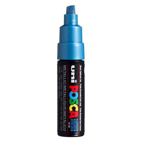 Marqueur peinture Uni posca 8k bleu métallisé - pointe biseautée 8mm