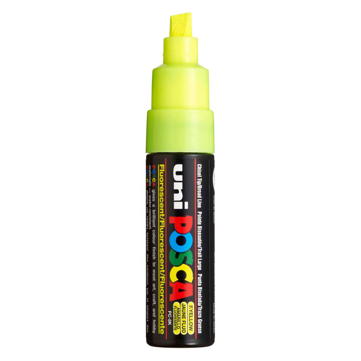 Marqueur Uni-posca posca, taille PC-8k, largeur de trait 8 mm, large, jaune fluo, 1 pièce