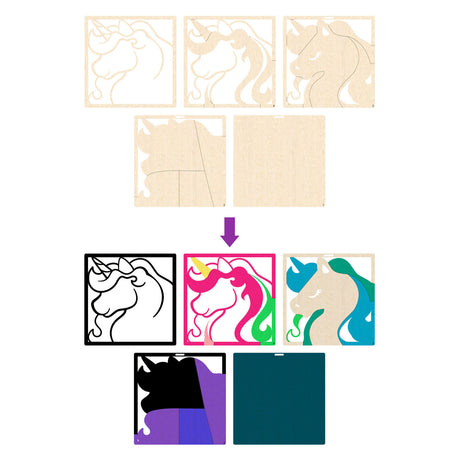 Ensemble d'artisanat d'art en bois Splat Planet, licorne