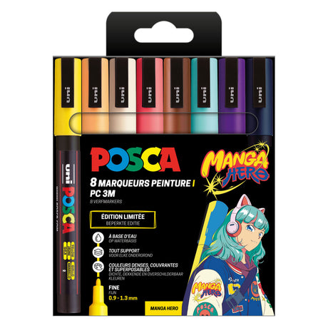 Feutres Uni Posca PC3M Set Manga Hero - 8 pcs.