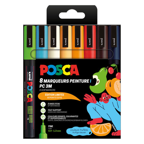 Marqueurs Uni Posca PC3M Set Couleurs Fruitées - 8 pcs.