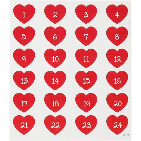 Creativ Company autocollants coeur avec numéro, 1 feuille