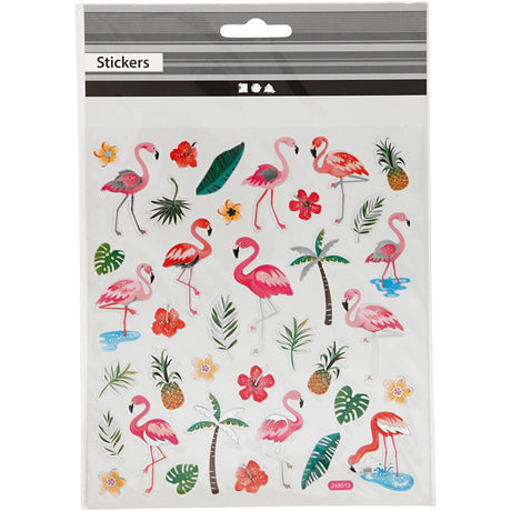 Autocollants Creativ company, flamant rose, feuille 15x16,5 cm, env. 37 pièces, 1 feuille