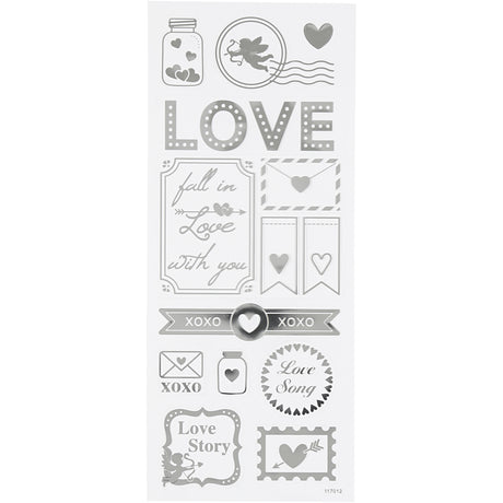 Creativ Company Stickers Silver Love, 1 feuille