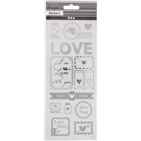 Creativ Company Stickers Silver Love, 1 feuille