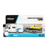 Camping-car rétractable en métal Toi-toys avec remorque et motoneige