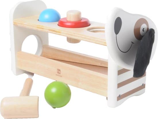 Jouet Bongers, je suis un banc de marteau pour chien en bois avec marteau