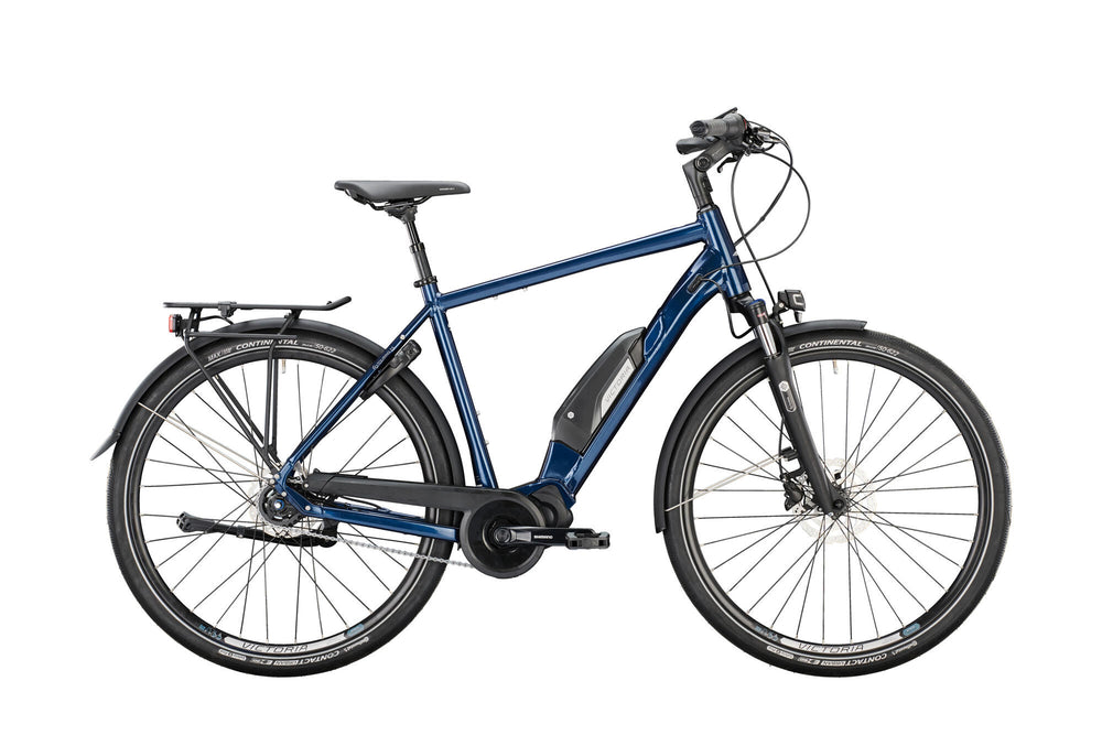 Vélo de randonnée électrique Victoria Etouring 7.5 mod. 22 victoires en vélo électrique. visite électronique. 7,5 28 55 diam. roue libre bleue