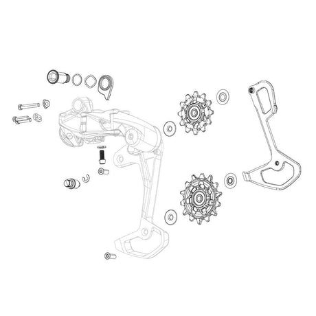 Pièce de dérailleur Sram, boulon B rouge, vis de limite, vis B