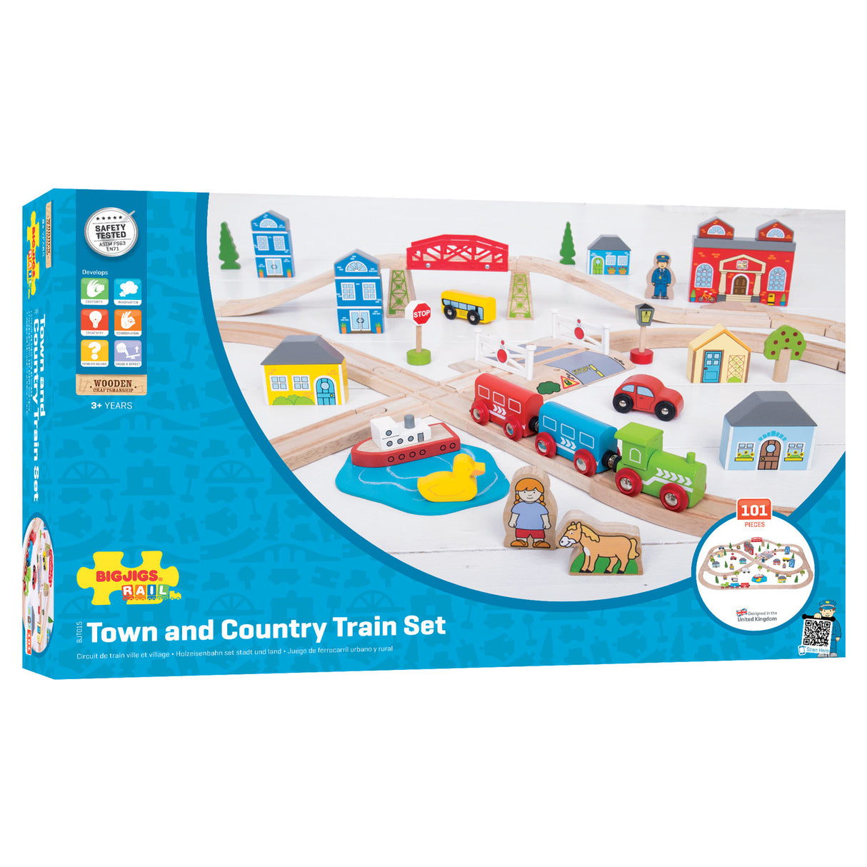 Bigjigs Wooden Train Set City and Land, 101DLG.