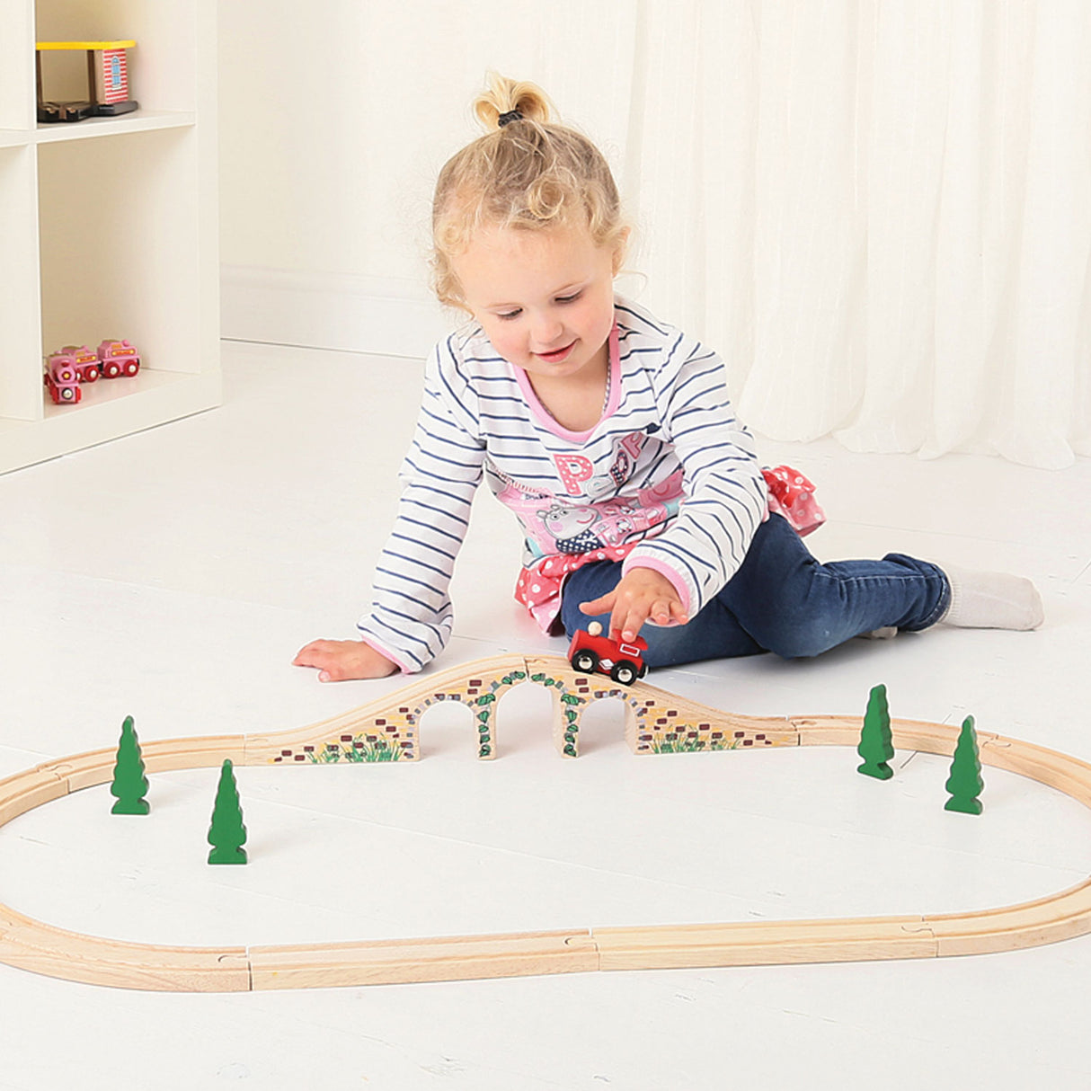 Bigjigs Rails en bois - pont avec 3 arches