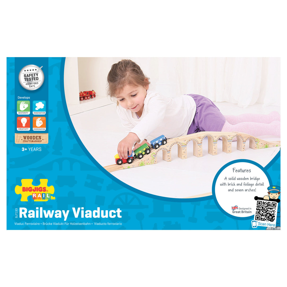 Bigjigs Wooden Rails Railway Viadukt, 3dlg.