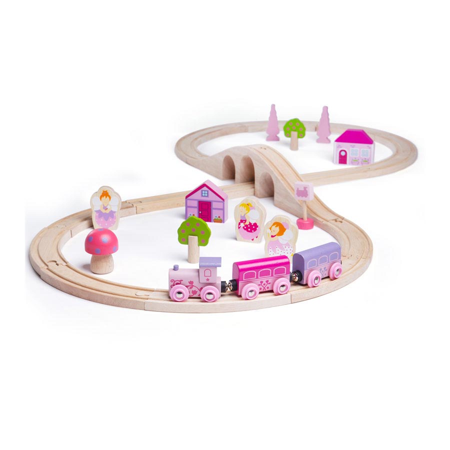 BigJigs Wooden Train Juego de rosa, 40dlg.