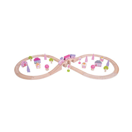 Bigjigs Ensemble de train en bois - rose, 40dlg.