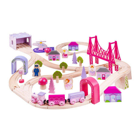 Bigjigs train en bois ville - rose