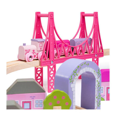 Bigjigs train en bois ville - rose