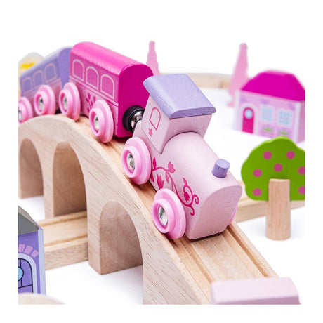Bigjigs train en bois ville - rose