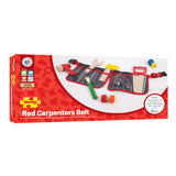 Bigjigs toys ceinture à outils rouge avec outils en bois - bigjigs - avec fermeture à clip - 10 pièces