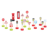 Panneaux de signalisation en bois Bigjigs, 18 pcs.
